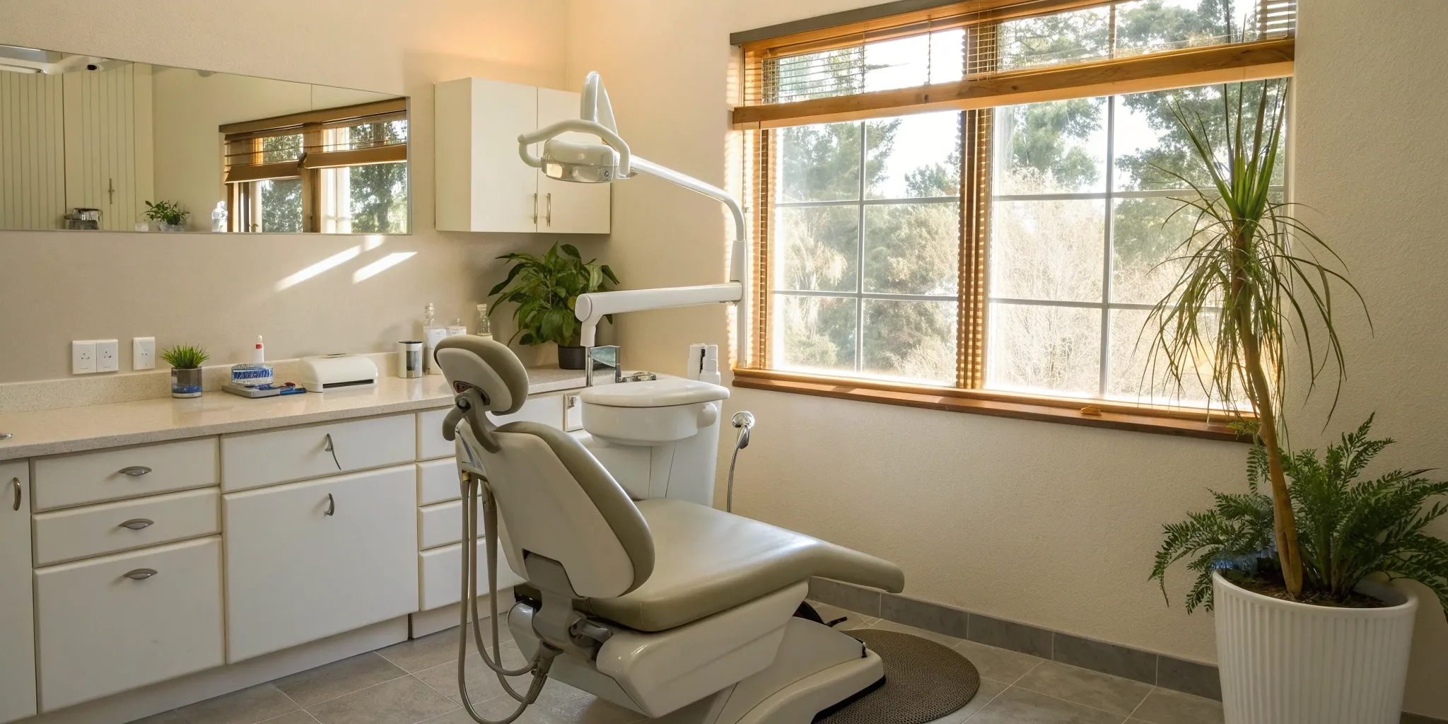 A modern dental exam room prepared for an adult frenectomy procedure.