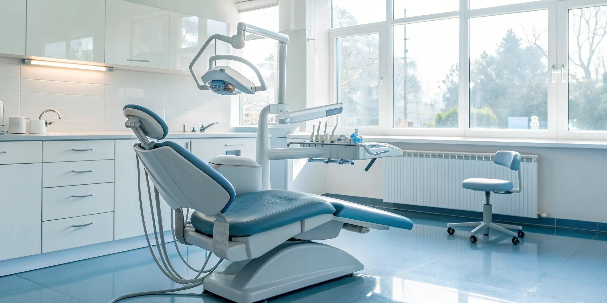 Dental office ready for the steps of a scaling and root planing procedure.